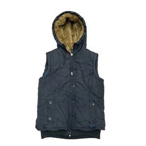 American Eagle Outfitters Women's Size 2P Quilted Puffer Faux Fur Hooded Vest